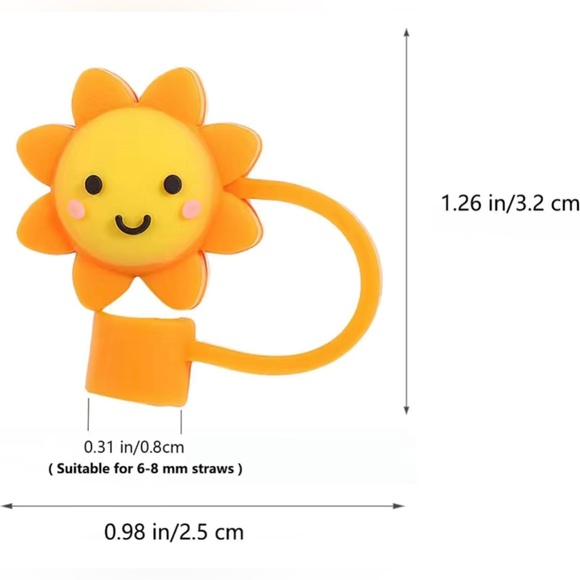 2 Piece Flower and Smiling Sun Stanley Cup Straw Covers - Picture 2 of 5